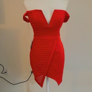 Red off the shoulder dress